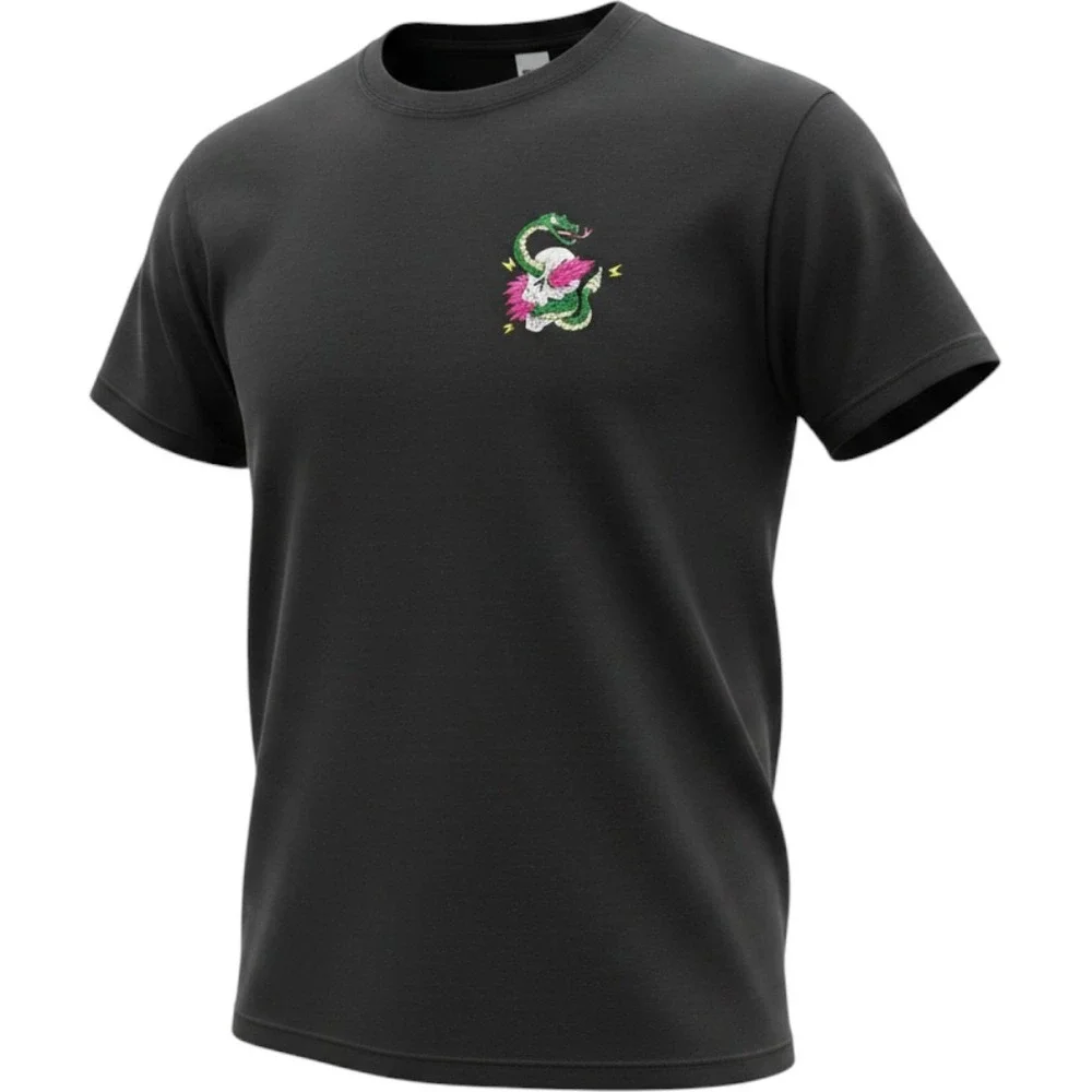 ALAB Mens Locals Only Snake Skull Graphic T-Shirt Black Large Short Sleeve Tee